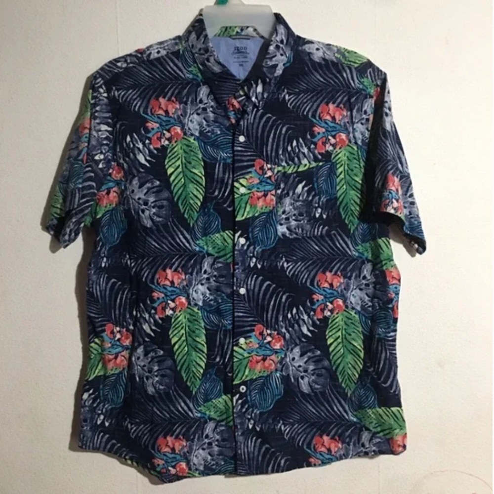 IZOD Saltwater Men's Relaxed Classic Tropical Hawaiian Print Shirt: Size XXL